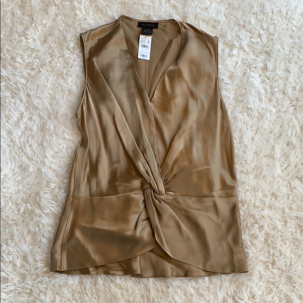 Gold 100% Silk Knotted Tank Size M